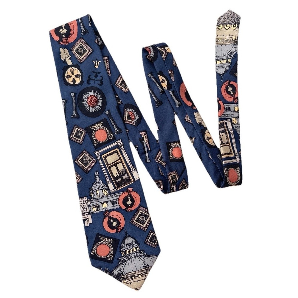 Library of Congress Men's Silk Tie Necktie Blue